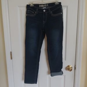 9/10 dark denim skinny jeans